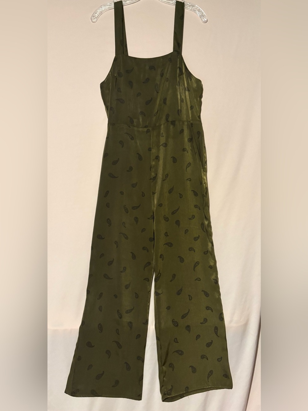 NWT Show Me Your Mumu Silky Olive Green Paisley Jumpsuit